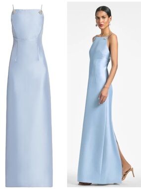 Sachin & Babi Pryce Crystal Strap Blue Gown Size 10 NWOT